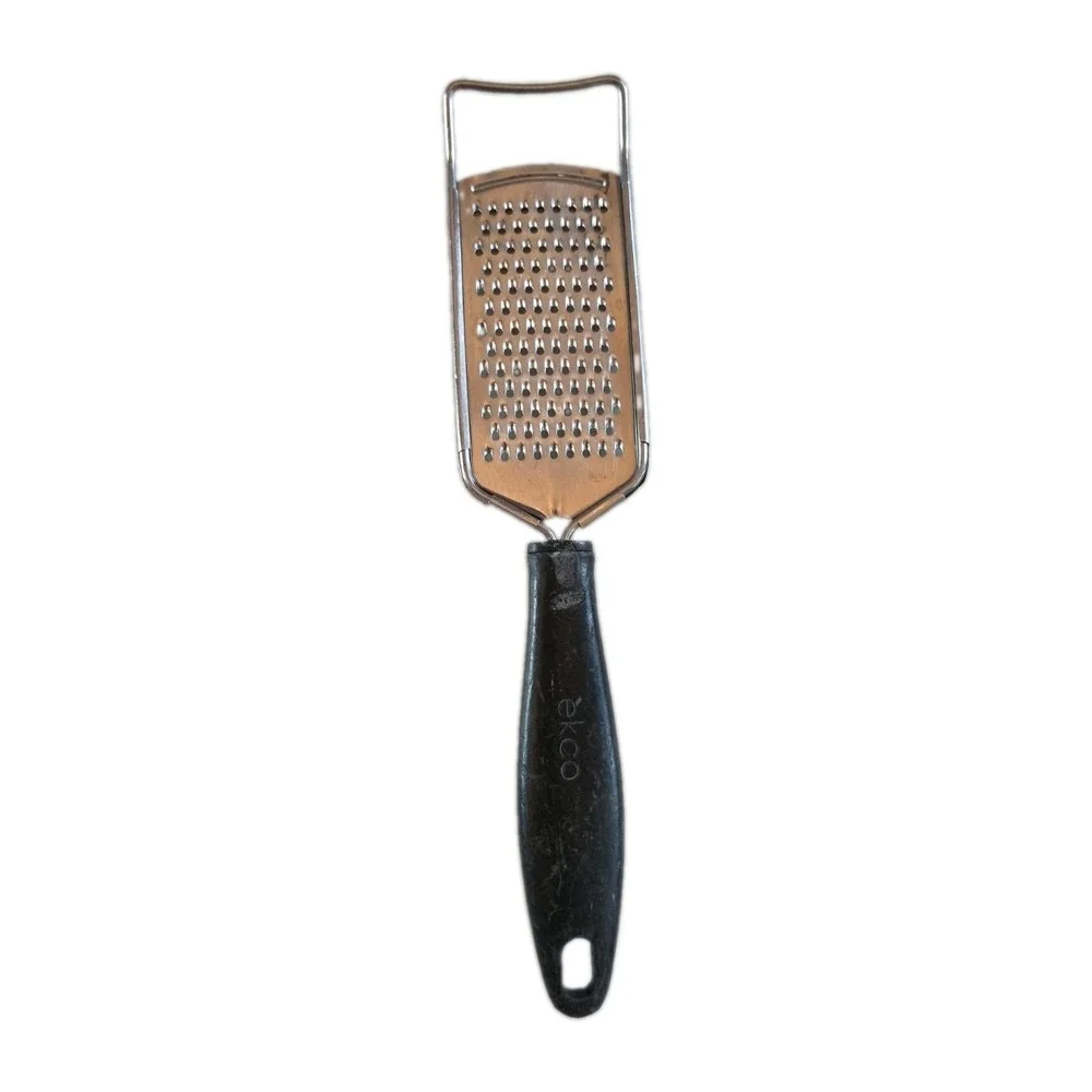 Vintage EKCO Stainless Steel Handheld Cheese Grater Zester Black Handle USA